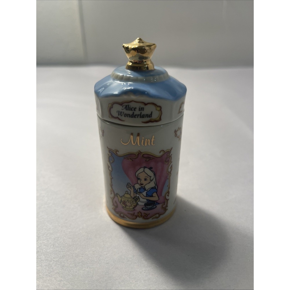 Walt Disney Spice Jar Collection Alice Wonderland Mint Jar 1995 Lenox Porcelain - Picture 1 of 14